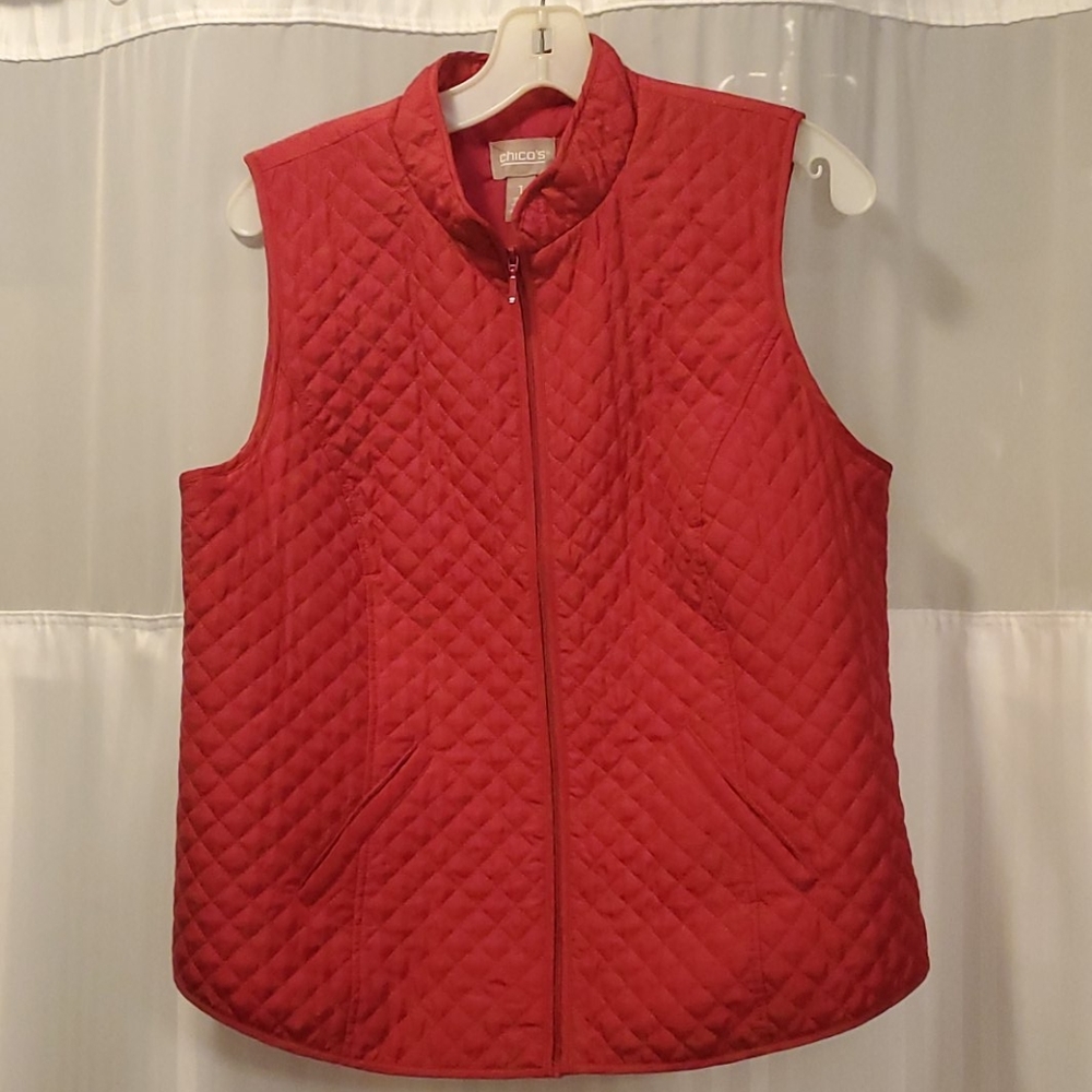 Chico's Red Zip Vest with pockets